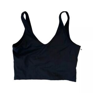 Kimberly C S Sports Bra Crop Top Black V-neck V-back Stretch New NWOT